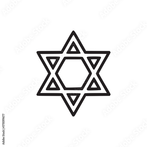 Vector art of star of david icon in line style symbol of judaism, jewish, israel, religion, culture, tradition, holiday, celebration, and spirituality vector illustration