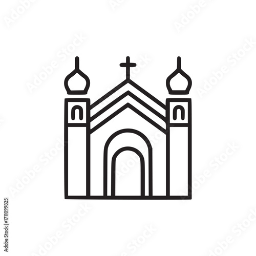 Illustration of a church the church is depicted in a minimalist style, with clean lines and a simple design, making it suitable for various digital and print applications