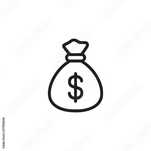 Vector art of money bag icon symbol of wealth, investment, and financial success represents savings, earnings, and economic prosperity clean, minimalist design for finance and business concepts