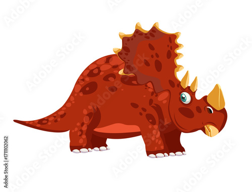 Cartoon illustration of Triceratops dinosaur background with colored icon