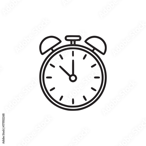 Vector art of alarm clock icon a classic timekeeping device, this vector graphic represents punctuality, reminders, and schedules in a simple, clean design for various applications