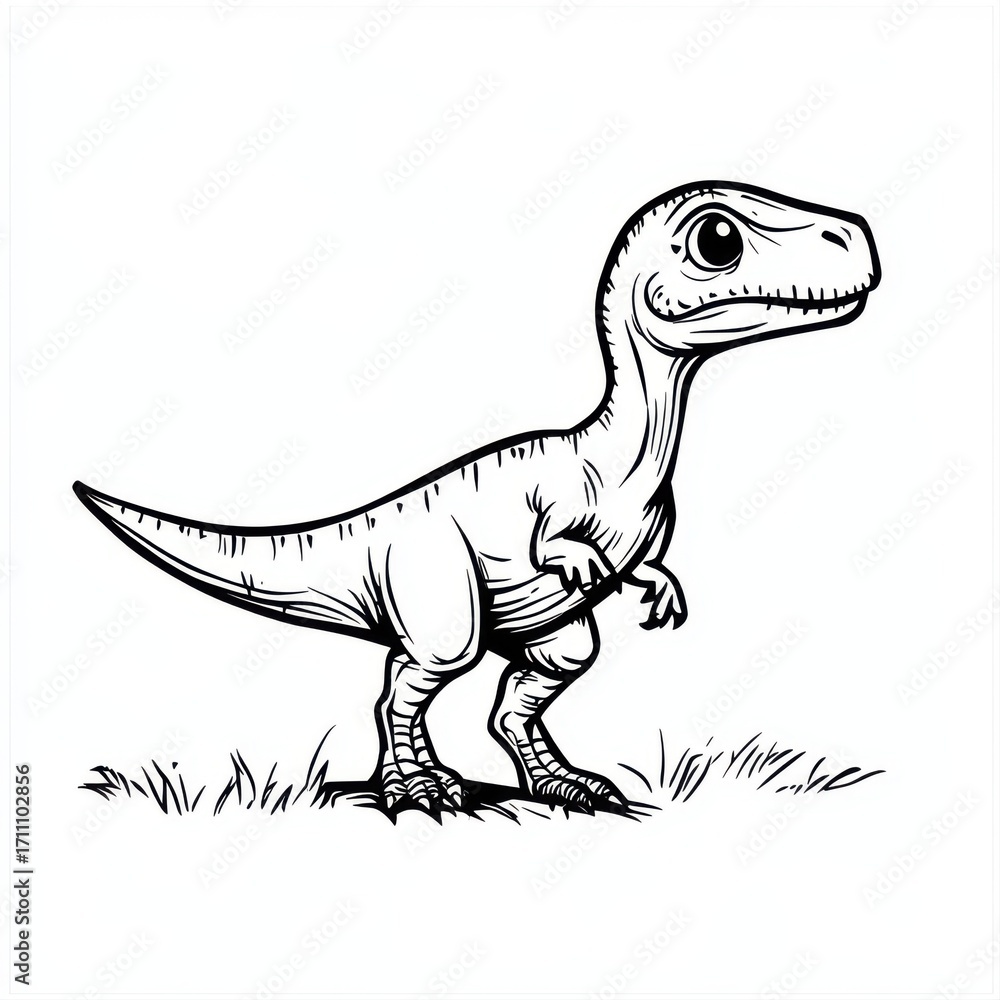 Fototapeta premium Cute Cartoon Dinosaur Illustration for Children’s Educational Material