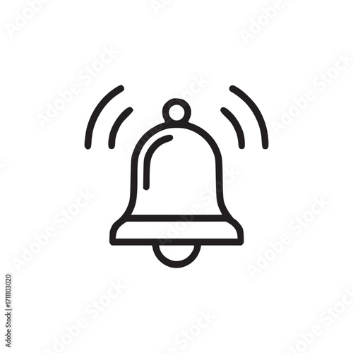 Vector art of notification bell icon simple vector illustration of a ringing bell, ideal for use in user interfaces, apps, and graphic designs related to alerts, reminders, and notifications