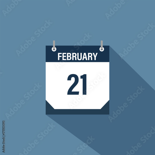 21 February calendar vector illustrations