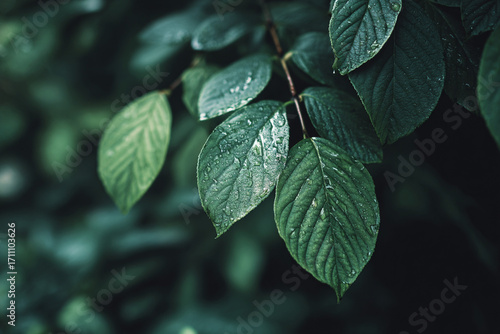 Green leaves close up generative AI