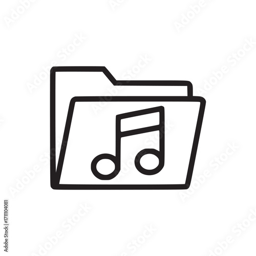 Vector art of music folder icon minimalist style vector illustration of a folder with a music note inside perfect for music apps, websites, and graphic design projects