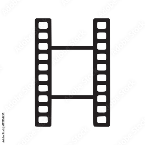 Vector art of minimalist vector illustration of a film strip, representing concepts of cinema, video, and visual storytelling in a simple, clean design