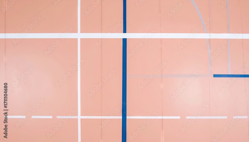 Fototapeta premium Pastel Pink and White Badminton Court Lines Minimalist Background
