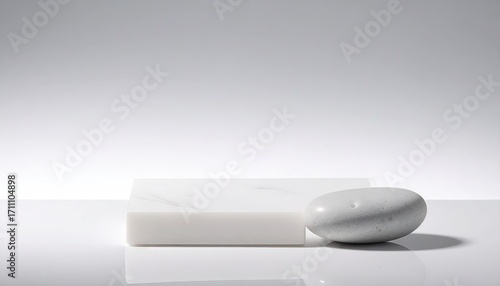 Wallpaper Mural White Marble Platform with Grey Stone Product Display Torontodigital.ca