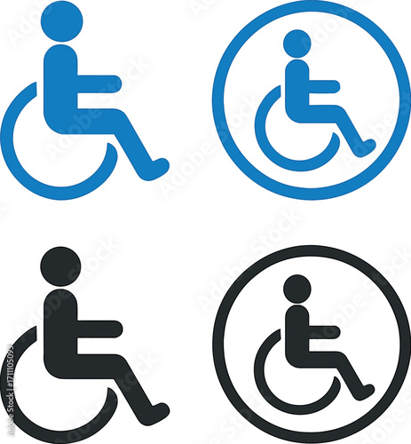 The icon set features disabled access symbols, including a wheelchair and a sign for people with disabilities