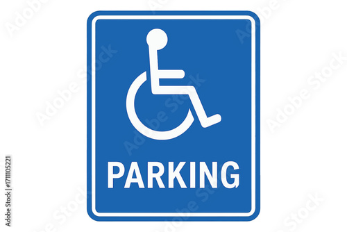 Blue sign for handicap or wheelchair parking space