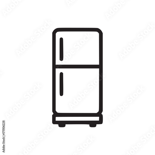 Vector art of refrigerator a simple line art illustration of a refrigerator, representing food storage, cooling, or kitchen appliances the clean design makes it suitable for various applications