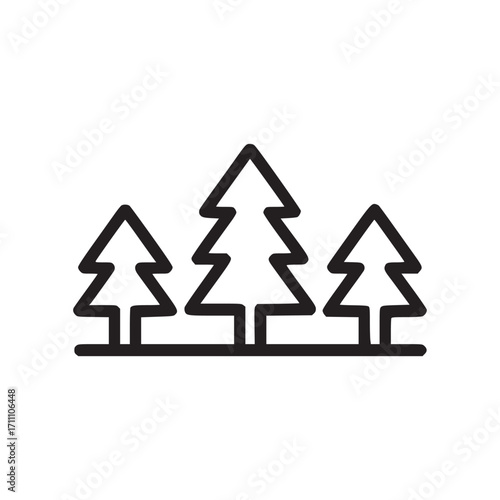 Vector art of minimalist illustration of three pine trees this simple line art design evokes a sense of nature, forest, and the outdoors, ideal for representing environmental themes