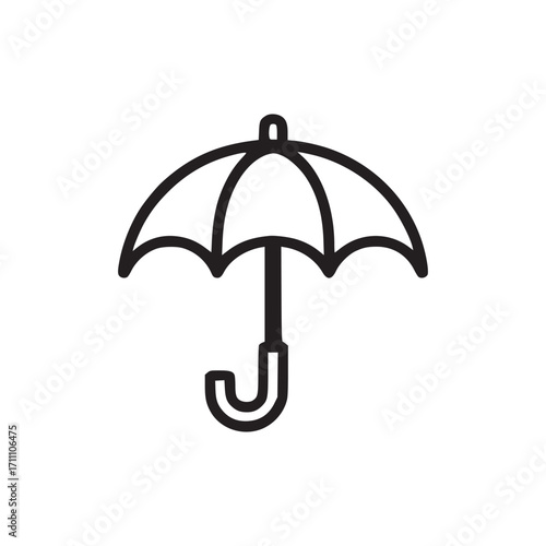 Illustration of an umbrella this minimalist design features a simple, clean outline of an umbrella, perfect for icons, symbols, or graphic elements in various projects