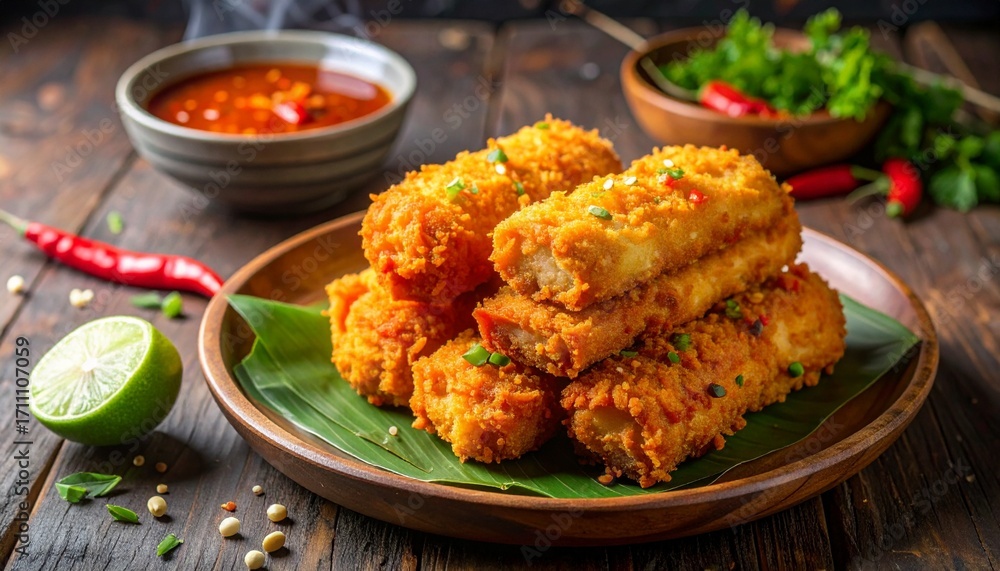 Fototapeta premium Cireng Fried Tapioca Snack. Traditional Indonesian Food