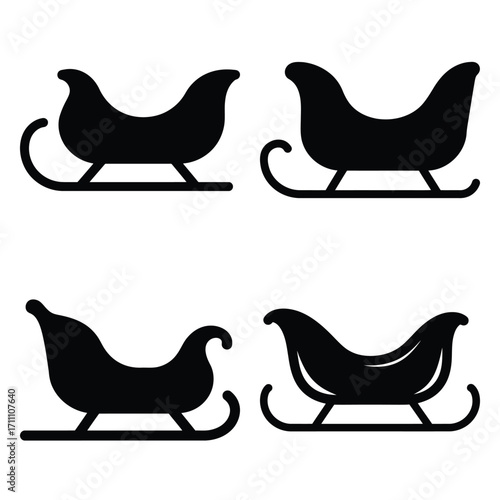 sleigh vector icon icon set, black color  and white background