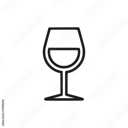 Illustration of a wine glass symbolizes celebration, relaxation, and the enjoyment of fine beverages represents social gatherings, special occasions, and the art of wine tasting in a simple, clean des