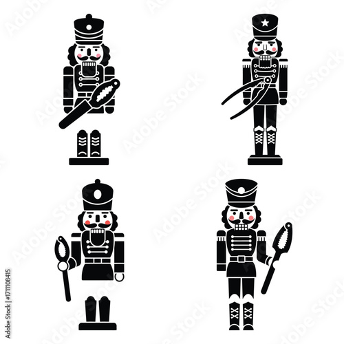 nutcracker vector icon icon set, black color  and white background