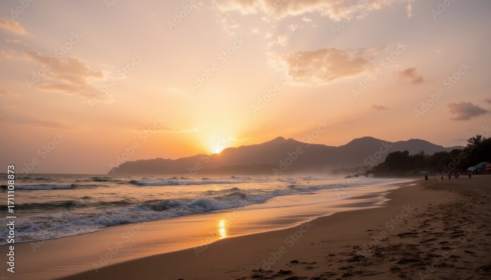 Obraz premium Sunset beach scenes from Brazil’s most famous shores such as Copacabana, Ipanema, or Baía do Sancho