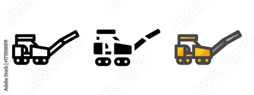 Multipurpose cold planer vector icon in outline, glyph, filled outline style. Three icon style variants in one pack.