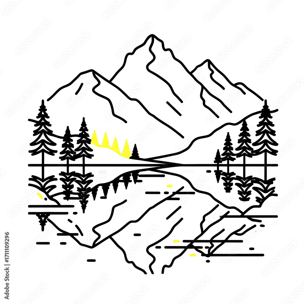 Fototapeta premium Mountains landscape trees nature reflection outdoors peak scenic adventure travel explore hiking view 