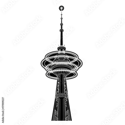 Illustration of kyoto tower japan travel architecture landmark sightseeing tourism structure building cityscape design