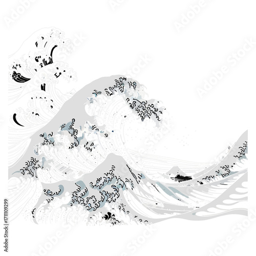 Great wave kanagawa hokusai ocean sea japan art japanese painting tsunami water asian illustration drawing