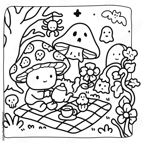 Spooky Halloween Coloring Book Pages For Kids-Adults, Vectors Illustration, Line Art, Black & White Designs, Bold-Easy, A4 Size 8.5x11" Inches