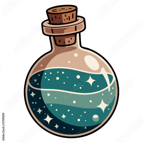 Vector illustration of colored alchemy potion flask vial ideal for fantasy designs game visuals mystical graphics and magical themed artwork