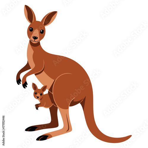 Vector illustration of kangaroo portrait isolated on white. Ideal for wildlife, Australian animal, nature, marsupial, and educational graphic projects.