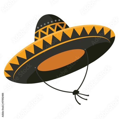 Vector illustration of Mexican mariachi hat in detailed style. Ideal for cultural, Mexico, music, festival, and celebration themed visuals.