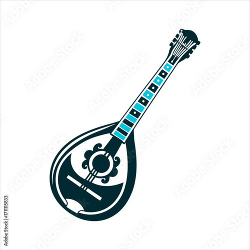 Bouzouki Vector Illustration, Greek String Instrument bouzouki long necked string instrument with rounde