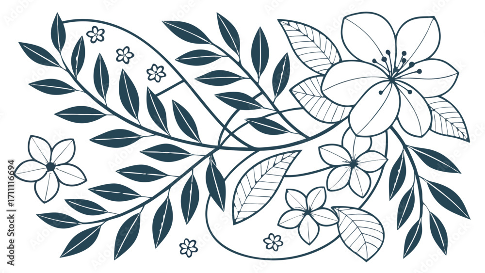 Fototapeta premium Abstract Nature Pattern – Seamless Floral and Leaf Design, Transparent Background, Vector/PNG