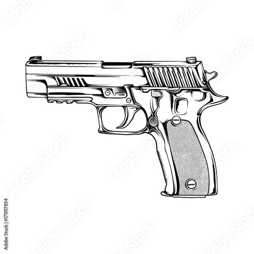 Pistol Handgun Side View Outline