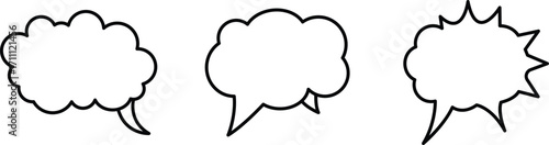 Comic Speech Bubble Icon Set – vector, illustration, cartoon, dialogue, design, message