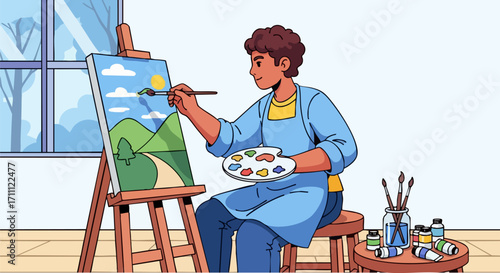 Creative painting and drawing illustration