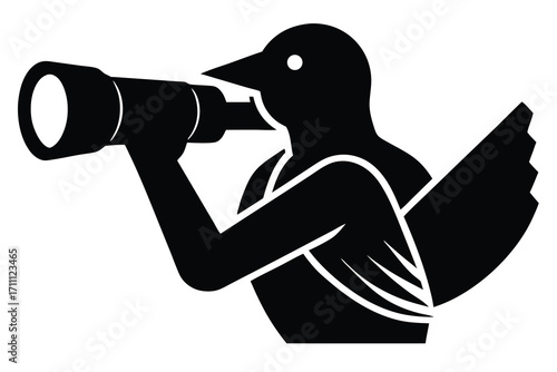 birdwatching silhouette vector icon
