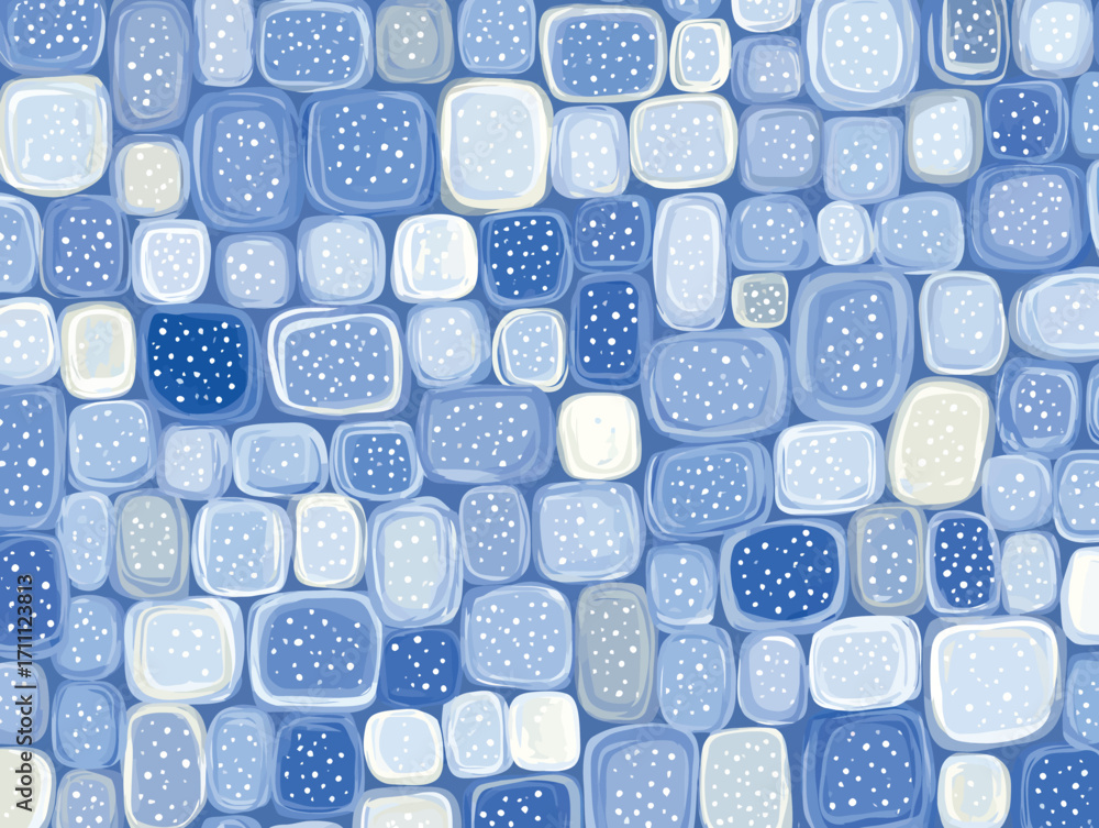 Fototapeta premium Niebieski, bezszwowy wzór w stylu wektorowym - delikatne, pastelowe kwadraty