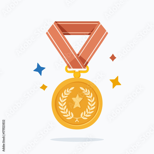 2D flat vector illustration of a graduation medal