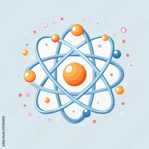 Flat vector atom icon for science education