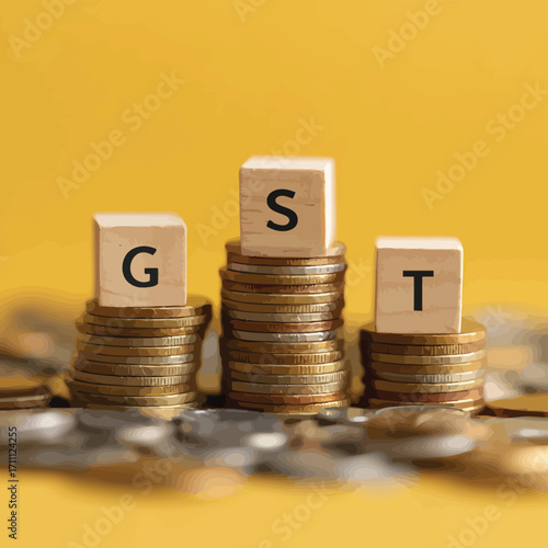 Drewniane klocki z literami GST na monetach