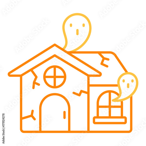 Haunted House Colored Line Icon Vector Illustration