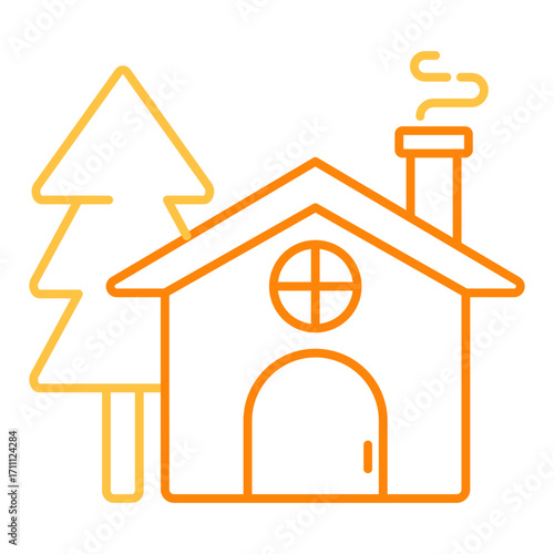 Cozy Cabin Colored Line Icon Vector Illustration