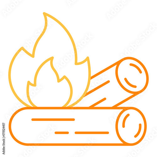 Campfire Colored Line Icon Vector Illustration