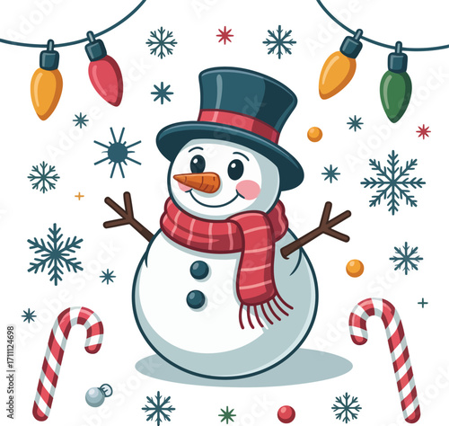 Cute cartoon a illustrator vector snowman