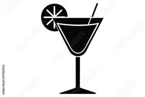cocktail glass silhouette vector icon
