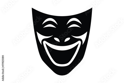 comedy mask silhouette vector icon