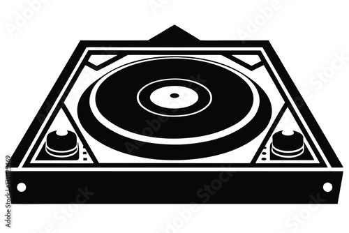 dj turntable silhouette vector icon
