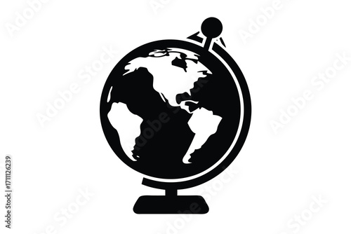 globe traveler silhouette vector icon