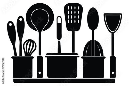 kitchen utensils silhouette vector icon